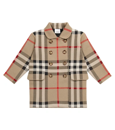 Burberry Check-print Jacquard-woven Coat In Beige