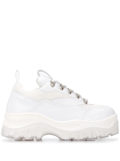 Msgm Tractor Low-top Platform Sneakers In White