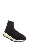 Balenciaga Mid Speed Sock Sneaker In White/ Green