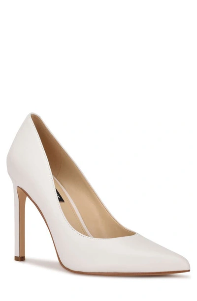 Nine West Women's Tatiana Stiletto Pointy Toe Dress Pumps In White Leather