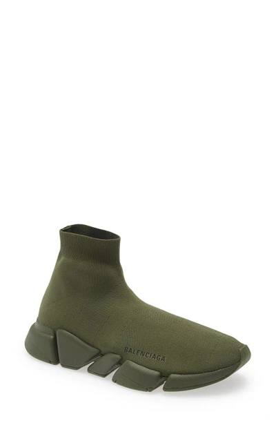 Balenciaga Speed 2.0 Lt Sock Sneaker In Dark Khaki
