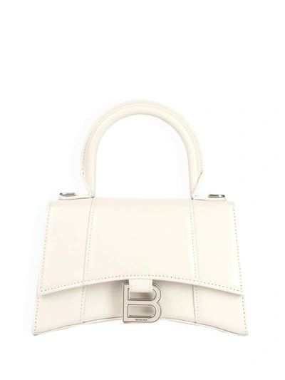 Balenciaga Hourglass Xs Leather Tote In Weiss