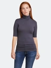 Majestic Soft Touch Elbow Sleeve Turtleneck In Grey