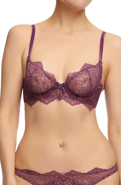 Dita Von Teese Metallic-lace Underwire Bra In Amethyst