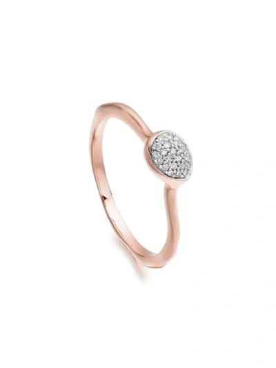 Monica Vinader Rose Gold Plated Vermeil Silver Nura Mini Teardrop Diamond Stacking Ring In Pink