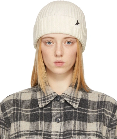 Golden Goose Star Beanie Damian Wo Low Turn Lateral Small Star In White