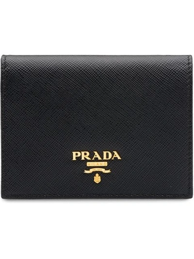 Prada Logo-plaque Folding Wallet In Black