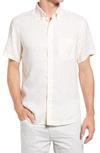 Nordstrom Solid Linen Short Sleeve Button-down Shirt In Yellow Sunlight