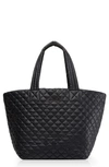 Mz Wallace Medium Metro Quilted Nylon Tote In Black