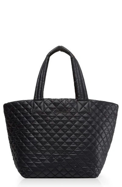 Mz Wallace Medium Metro Quilted Nylon Tote In Black