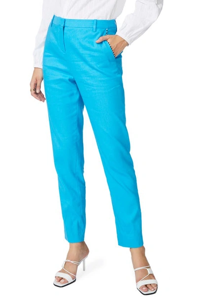 Court & Rowe Clean Finish Linen Blend Trousers In Caspian Blue