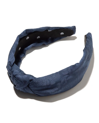 Lele Sadoughi Rose Jacquard Knotted Headband In Blue