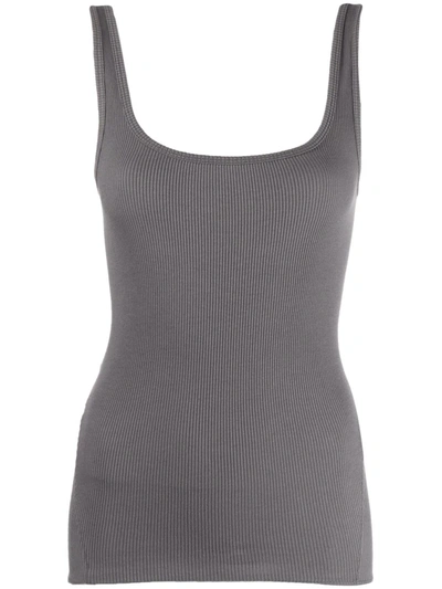 Rag & Bone The Essential Scoop Neck Ribbed Tank In Charcoal