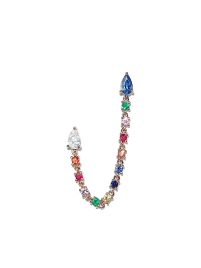 Anita Ko 18k Rose Gold, Multicolor Sapphire & Diamond Double Piercing Earring Loop In Pink