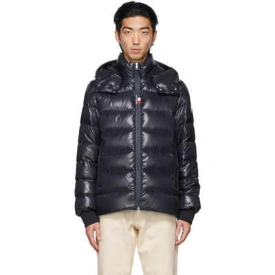 Moncler Cuvellier Hooded Quilted Down Jacket In Blue