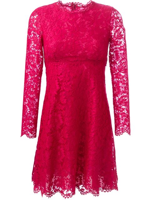 Valentino Long Sleeve Lace Dress | ModeSens