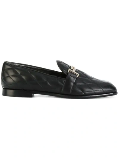 Tod's 10mm Double T Quilted Leather Loafers In Black