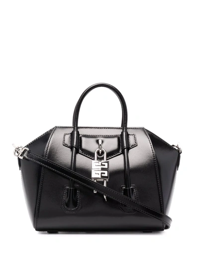 Givenchy Mini Antigona Lock Tote Bag In Black
