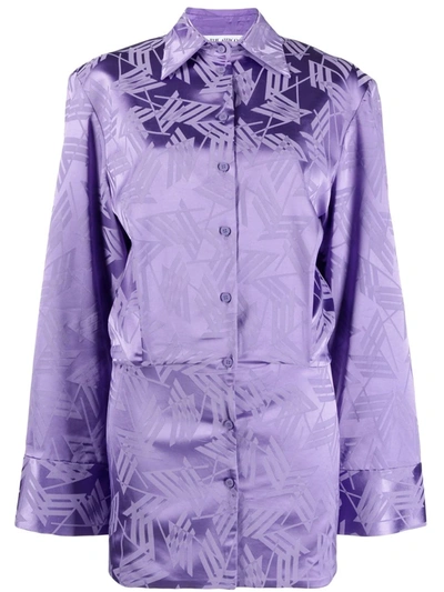 Attico Geometric-print Shirtdress In Dusty Violet