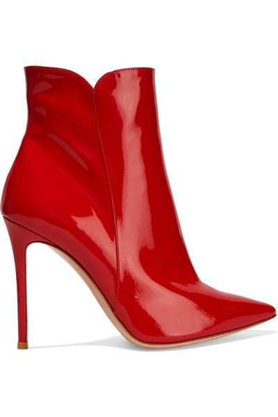 Gianvito Rossi 'levy 85' Patent Leather Ankle Boots In Tabasco Red