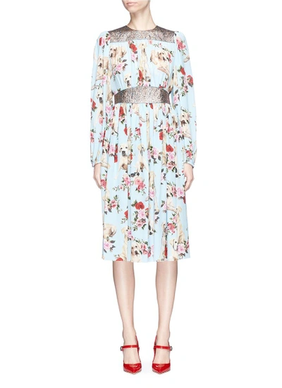 Dolce & Gabbana Dog And Rose Print Crepe De Chine Dress | ModeSens