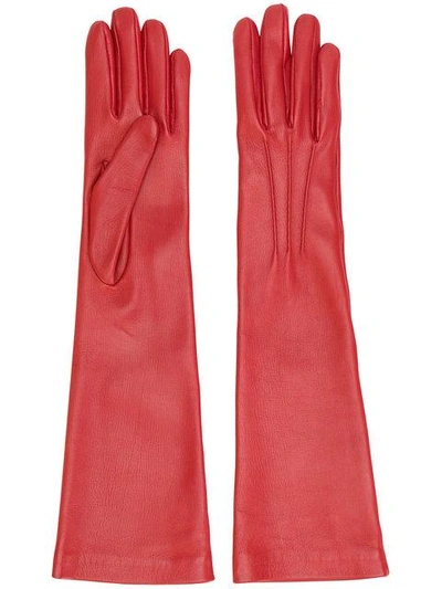 Jil Sander Mid Length Gloves In Red