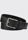 Bottega Veneta Men's Cintura Intrecciato Leather Belt In Black