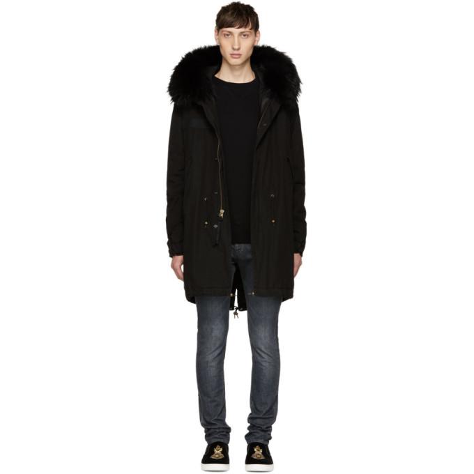 Mr & Mrs Italy Fur-trimmed Cotton-canvas Parka In Black | ModeSens