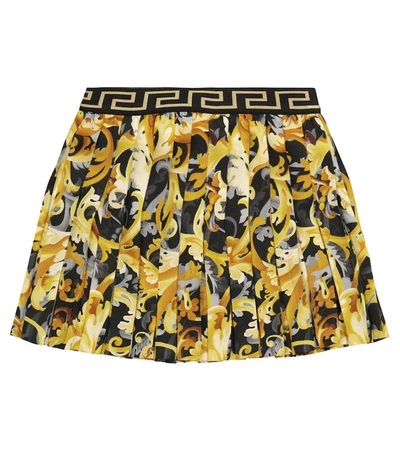 Versace Teen Baroque-pattern Pleated Skirt In Gold