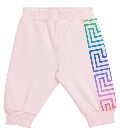 Versace Baby Stretch-cotton Trackpants In Pink