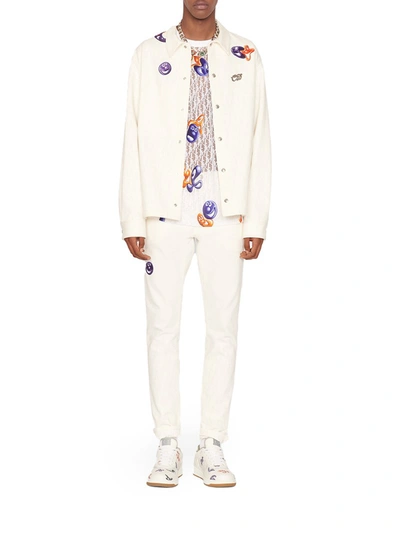 Dior And Kenny Scharf Slim-fit Jeans In White
