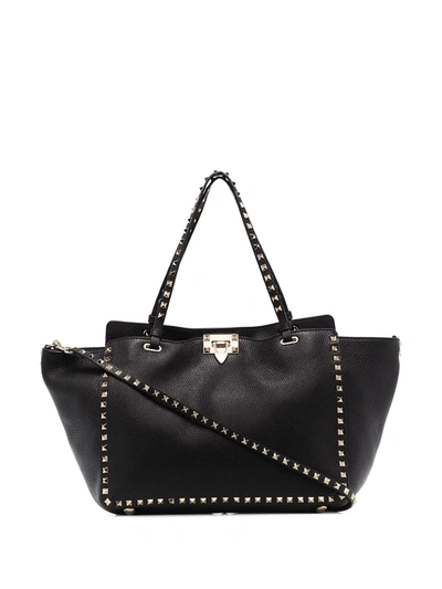 Valentino Garavani Rockstud Leather Shopping Bag In Black | ModeSens