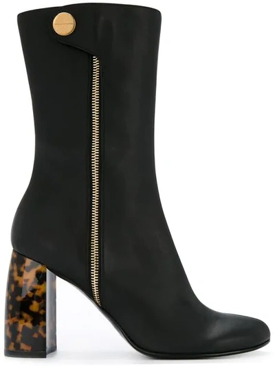 Stella Mccartney Tortoiseshell-heel Boots In Black