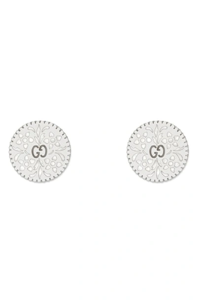 Gucci 18k White Gold Icon Blooms Stud Earrings