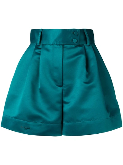 Styland Flared High-waisted Shorts In Green