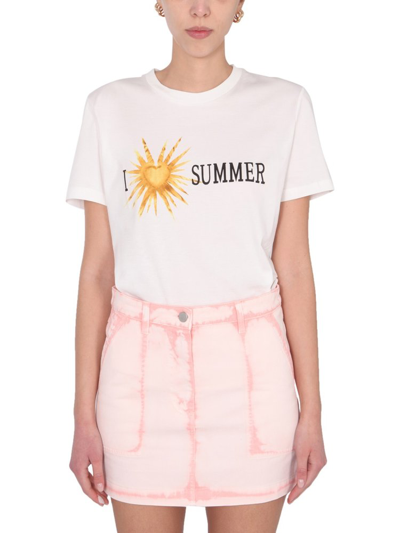 Alberta Ferretti I Love Summer Cotton T-shirt In White