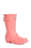Hunter 'original Short' Gloss Rain Boot In Pink