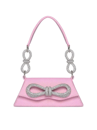 Mach & Mach Medium Samantha Glitter Double Bow Top Handle Bag In Pink