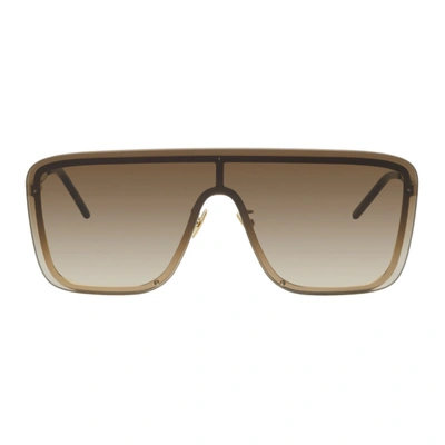 Saint Laurent Gold Sl 364 Shield Sunglasses In 006 Gold