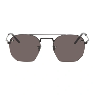 Saint Laurent Black Sl 422 Aviator Sunglasses In 002 Black