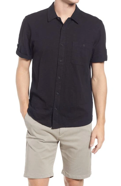 Paige Brayden Slim Fit Short Sleeve Button-up Shirt In Black