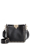 Valentino Garavani Rockstud Mini Hobo Crossbody Bag In Nero Rockstud