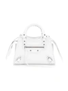 Balenciaga Neo Classic Hand Bag In White Leather In White/silver Embossed