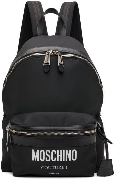 Moschino Black Printed Backpack