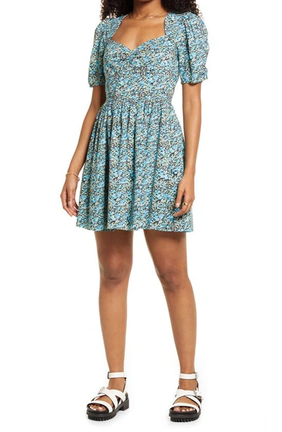 Bp. Floral Print Fit & Flare Minidress In Black Maisey Ditsy