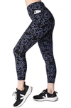 Sweaty Betty Zero Gravity Pocket 7/8 Running Leggings In Blue Triangle Print