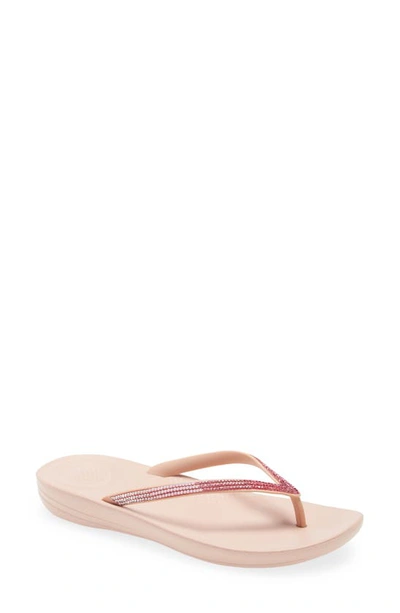 Fitflop Iqushion Ombre Sparkle Flip Flop In Beige Nappa Leather