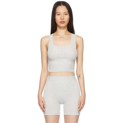 Skims Grey Cotton 2.0 Rib Tank Top In Light Heather Grey