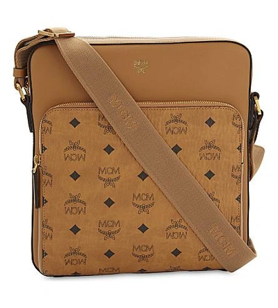 Mcm Ottomar Visetos Small Messenger Bag In Cognac