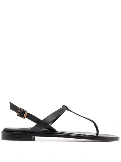 Manolo Blahnik Hata Leather Slingback Sandals In Black